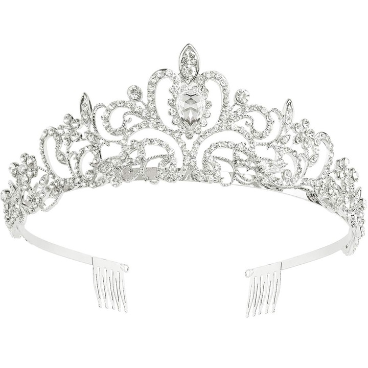 Tiara pentru femei, Aliaj, 5 x 2", Argintiu