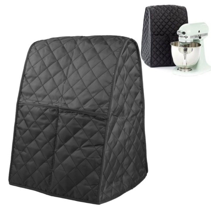 Husa de protectie pentru mixer, impermeabila, cu buzunar, negru, pentru Kitchenaid/Sunbeam/Cuisinart