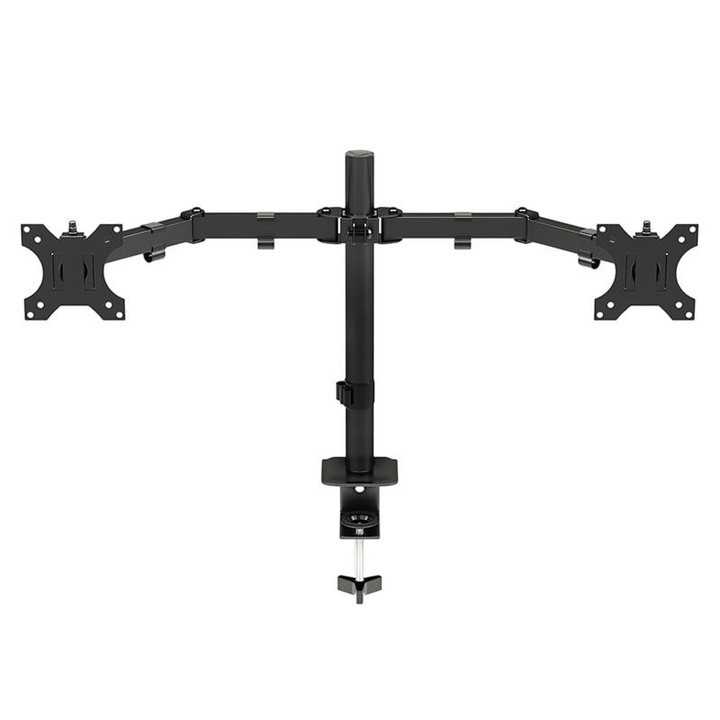 Стойка за двоен монитор със скоба, SIHOiSi, Черна