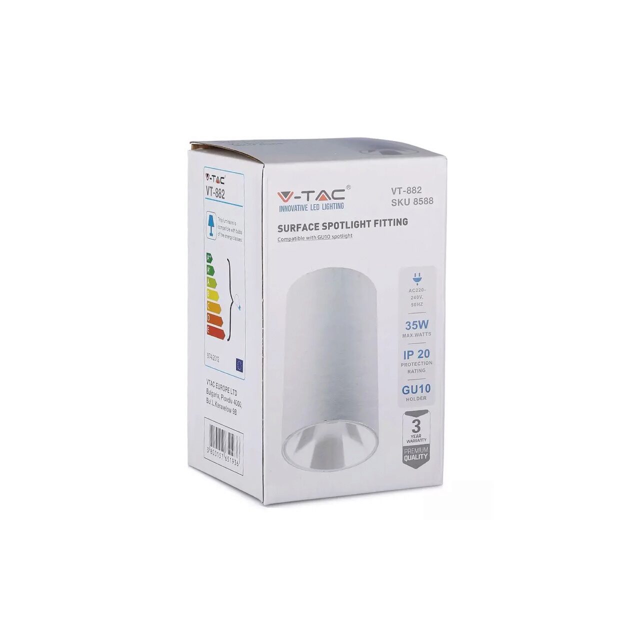 LED стенна лампа с фасунга GU10, Без крушка, Кръгла, Алуминий, 82 x 25 ...