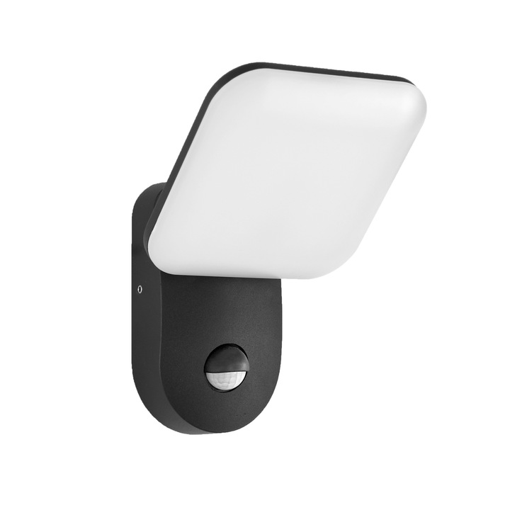 Nammi kültéri fali lámpa, fekete, jelenlétérzékelő, LED, 12W, 989 lumen, IP54