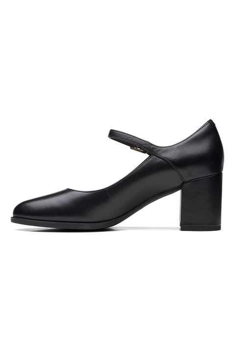 Clarks, Кожени обувки Mary Jane с масивен ток, Черен