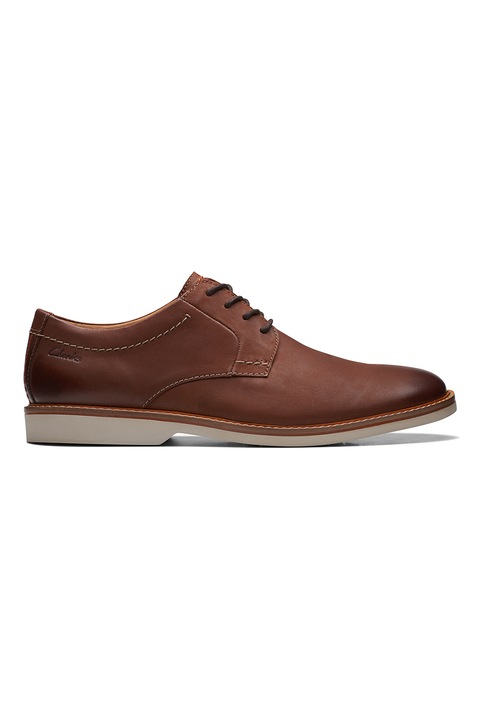 Clarks, Кожени обувки Atticus тип Derby с овален връх, Кафяв