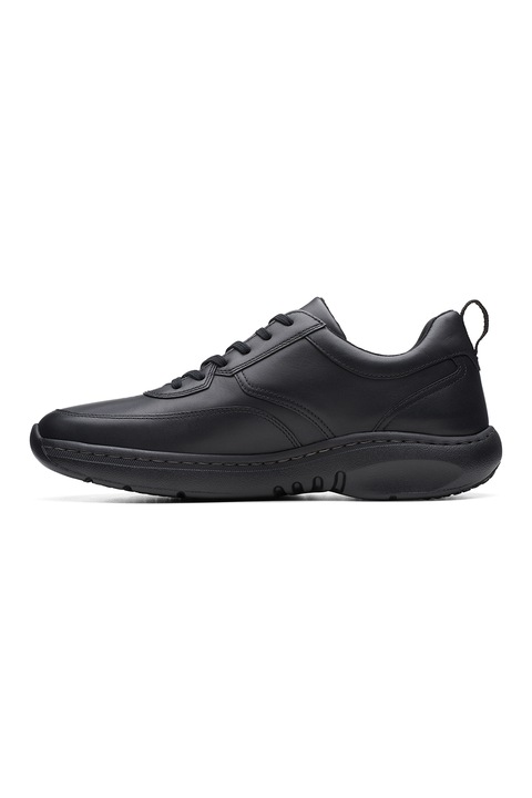Clarks, Кожени спортни обувки с нисък профил, Черен