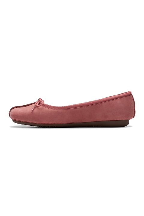 Clarks, Пантофки от набук с панделки, Прашно розово, 38
