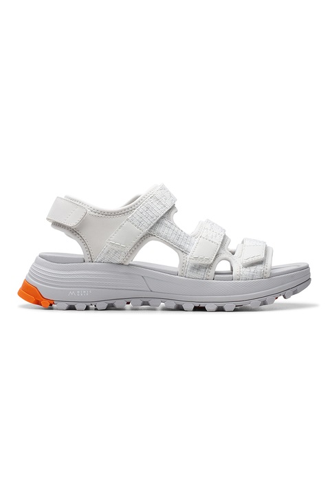 Clarks, Sandale wedge cu velcro Atl, Alb murdar