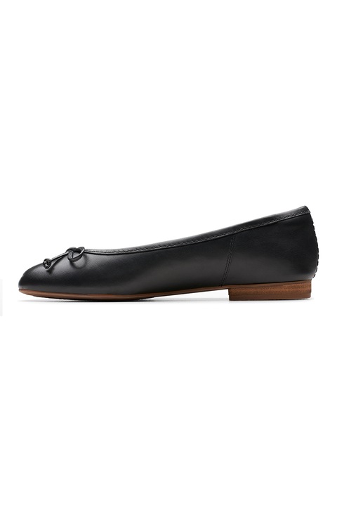 Clarks, Кожени пантофки с панделки, Черен, 37