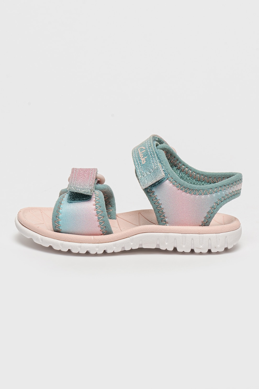 Clarks, Sandale cu velcro Surfing Tide, Turcoaz, Roz pastel, 21 EU