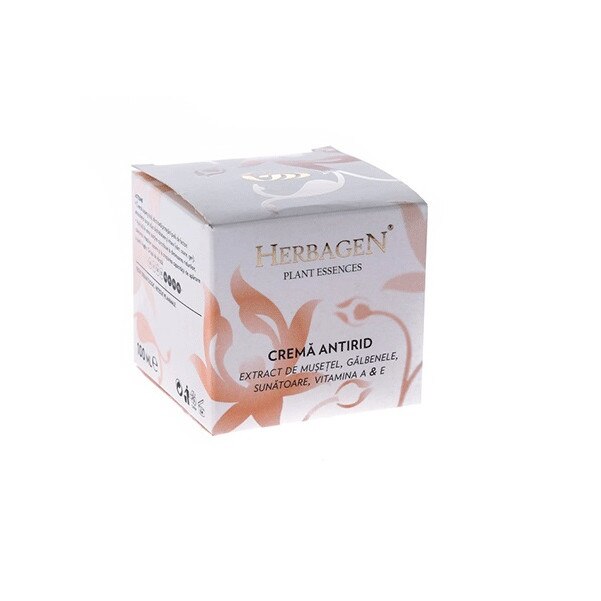 Crema antirid cu extrate de musetel, galbenele si sunatoare, 100 ml, Herbagen