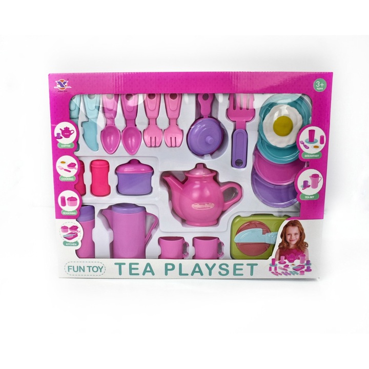 Set de ceai pentru copii, Joy, Roz, 47x8x36 cm