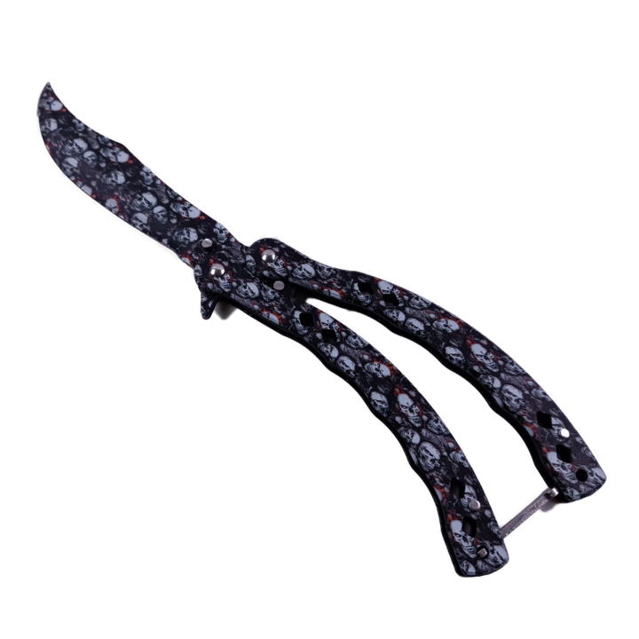 Briceag Fluture cu Tais, Model Capete Mort, Otel, Curbat, 22 cm, Multicolor, Dalimag