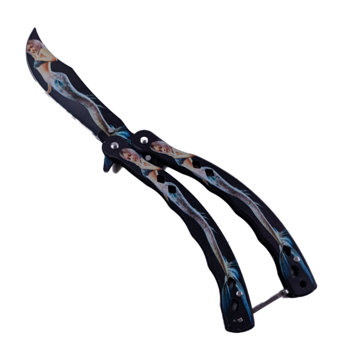 Briceag Fluture cu Tais, Model Sirena, Curbat, Otel, 22 cm, Multicolor, Dalimag