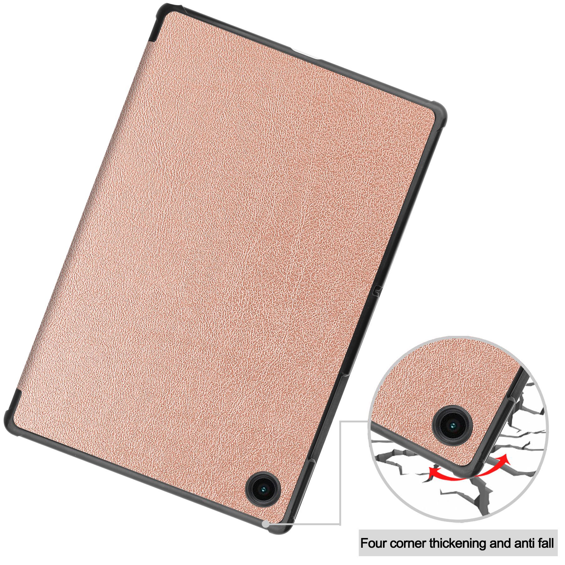 Husa tableta, Lecheng®, Functie sleep/wake-up, Compatibil cu Samsung Tab A8 10.5 inch (2022) SM-X200 / X205 / X207, Auriu rose