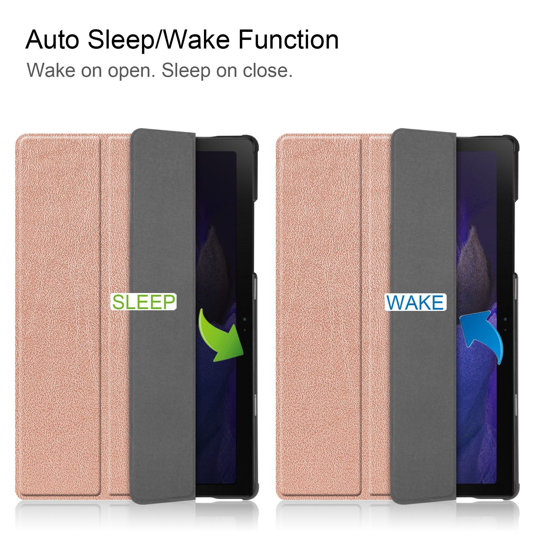 Husa tableta, Lecheng®, Functie sleep/wake-up, Compatibil cu Samsung Tab A8 10.5 inch (2022) SM-X200 / X205 / X207, Auriu rose