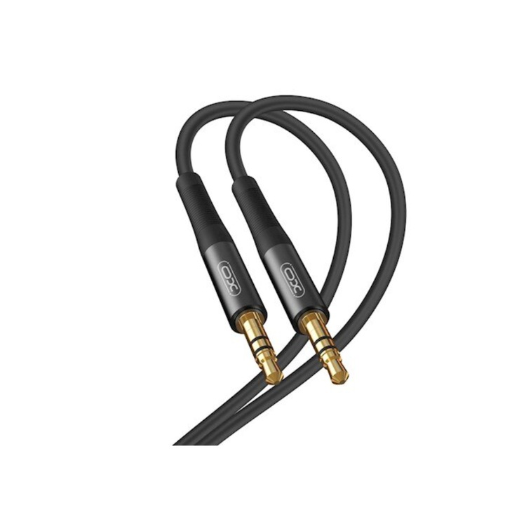 Cablu audio auxiliar, Jack 3.5mm tata la Jack 3.5mm tata, 2m lungime, Negru