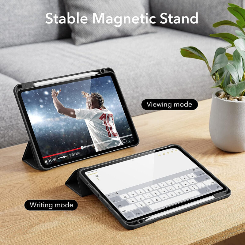 Husa de protectie flip cover pentru tableta, compatibila cu Apple iPad Pro 11" 2021/2022, Rebound Pencil, cu stand, slot pentru Pen, piele ecologica, Negru
