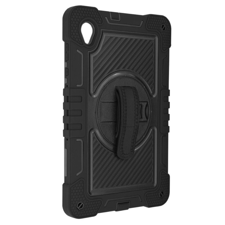 Lenovo M10 HD TB-X306aF/TB-X306X tok, StripeShell 360 modell, állítható pánttal, szilikon, fekete