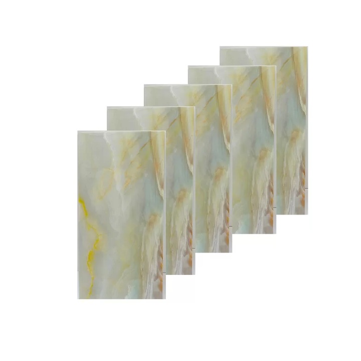 10x Premium 3D Marble Tapéta készlet, öntapadós, vízálló, könnyen felszerelhető, modern kivitelű, 30×60 cm fehér sárgával