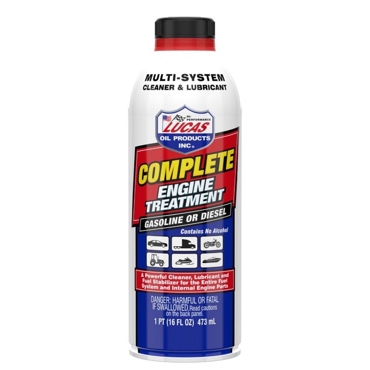 Добавка за пълно третиране на двигателя бензин дизел гориво и масло Lucas Oil Products, 473 мл