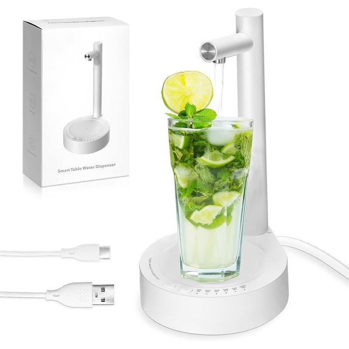 Dozator apa inteligent, 7 moduri, USB, Alb