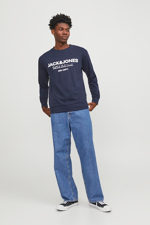 Jack & Jones, Logómintás pulóver, Sötétkék