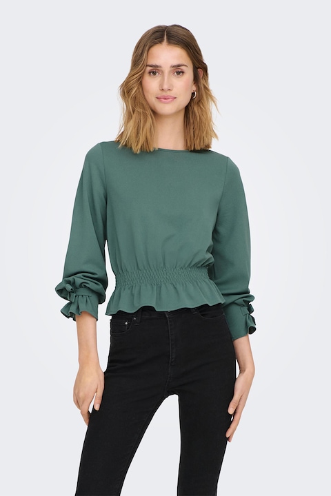 JdY, Блуза с овално деколте и еластична талия, Персийско зелено