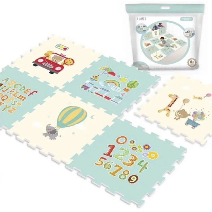 Covoras de joaca educativ Afabet Set puzzle 6 piese copii, 115 x 170cm