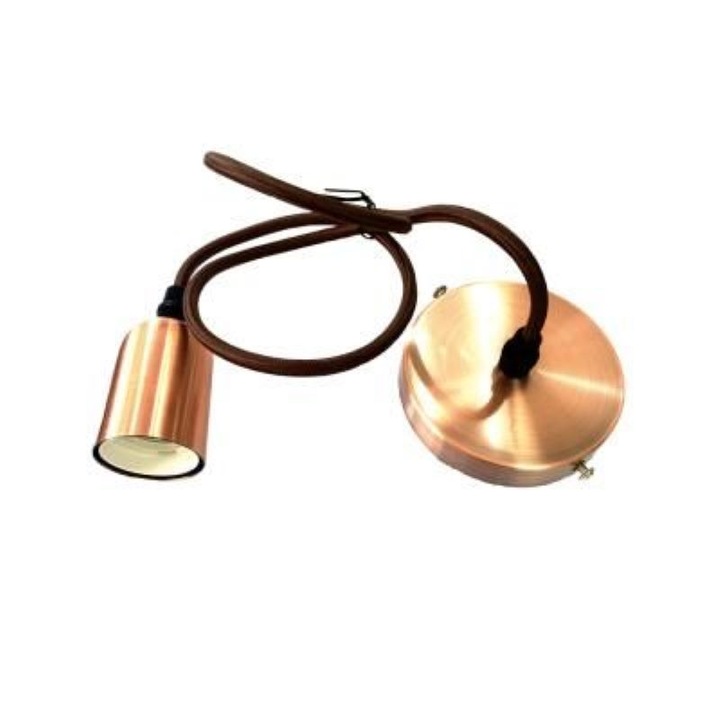 Pendul metalic, E27, Mentavill, gold rose lucios, cablu textil negru, 80cm