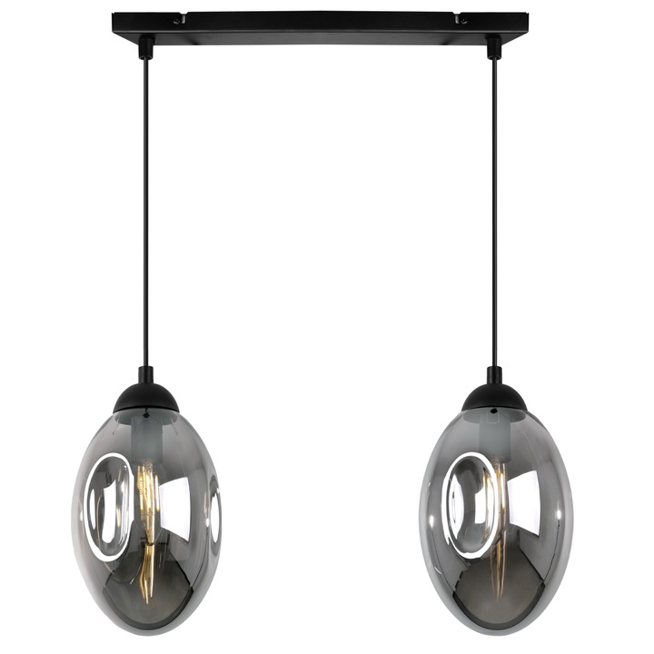 Двоен LED пендел, Light-Home, VIGO 2573/2/G, черен, стъкло, 109см, графит