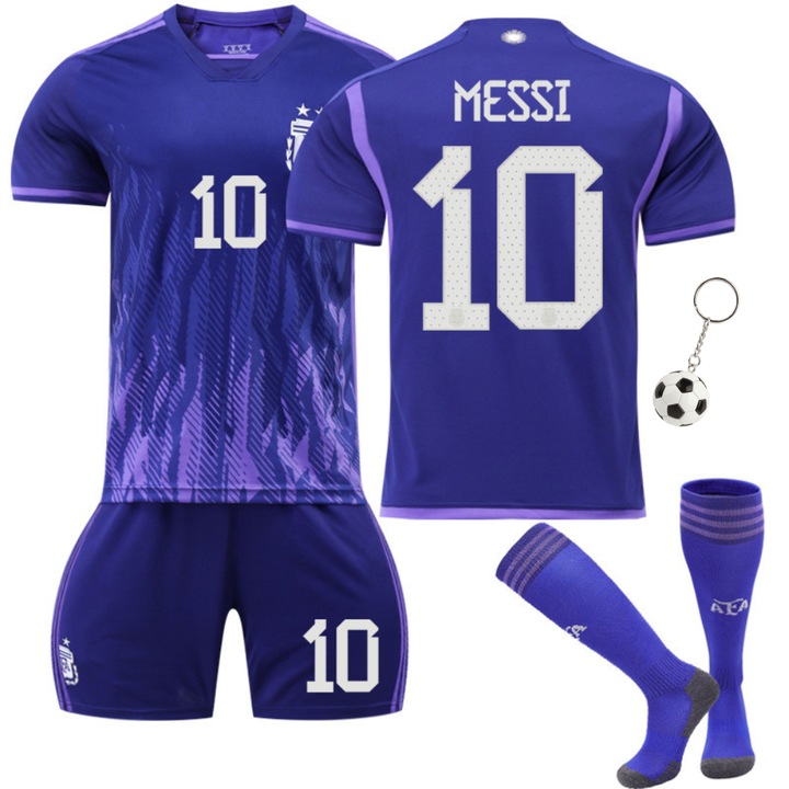 Echipament Sportiv copii, Messi Argentina Away Jersey Tracksuit Set, Party Chili®, sezonul 2223, Ziua Copilului, Poliester, violet, Violet
