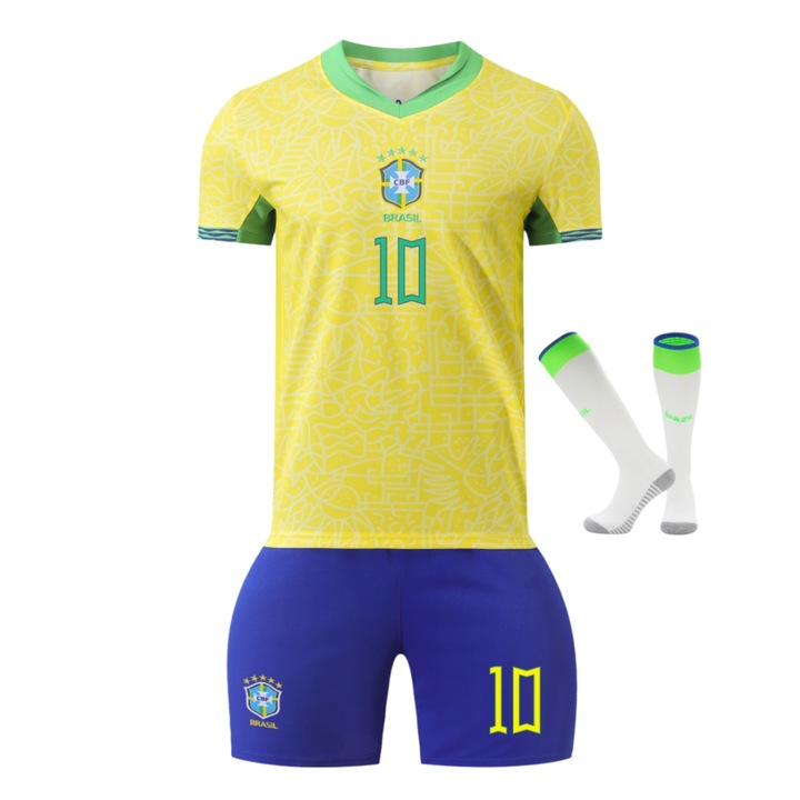 Детска спортна екипировка Brazil Neymar, Футболна тениска, Жълт