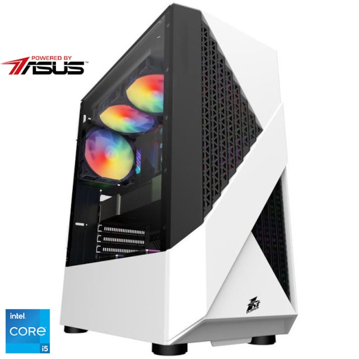 Настолен компютър Gaming Serioux, Powered by ASUS с процесор Intel® Core™ i5-12400F до 4,40 GHz, 16GB DDR4, 1TB SSD, ASUS Dual GeForce® RTX™ 4060 OC 8GB GDDR6, No OS, Black