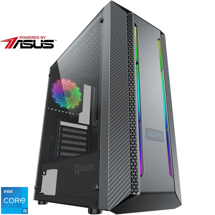 Sistem Desktop PC Gaming Serioux Powered by ASUS cu procesor Intel® Core™ i5-12400F pana la 4.40GHz, 16GB DDR4, 1TB SSD, ASUS Dual GeForce® RTX™ 4060 Ti OC 8GB GDDR6, No OS, Black