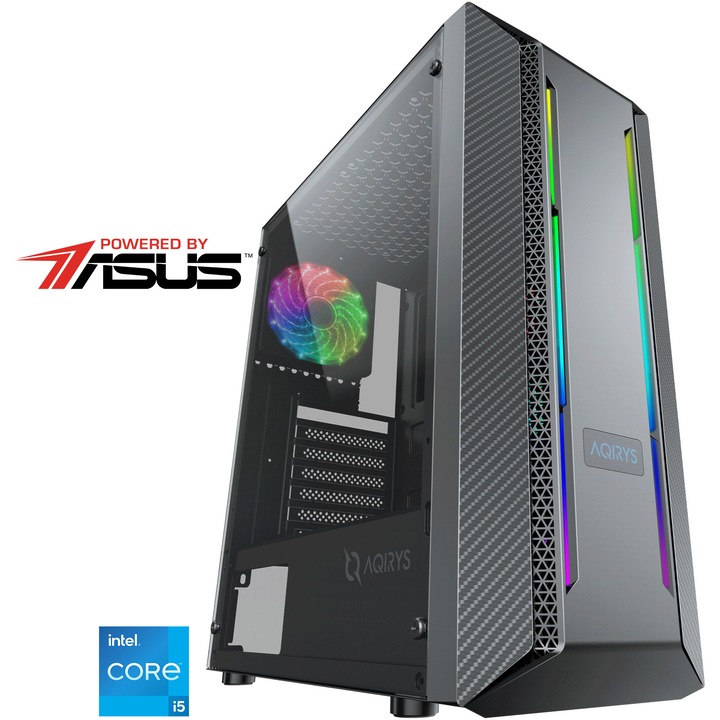Настолен компютър Gaming Serious, Powered by ASUS с процесор Intel® Core™ i5-12400F до 4,40 GHz, 16GB DDR4, 1TB SSD, ASUS Dual GeForce® RTX™ 4060 Ti OC 8GB GDDR6, No OS, Black