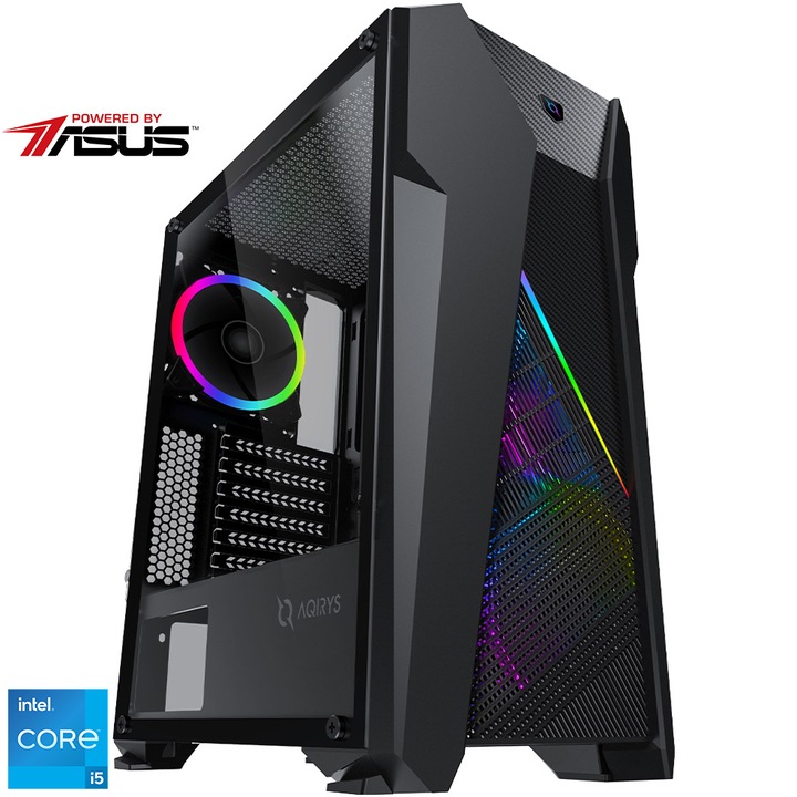 Serioux Powered by ASUS Gaming asztali számítógép Intel® Core™ i5-12400F processzor 4,4 GHz, 32GB DDR4, 1TB SSD M.2, ASUS Dual GeForce® RTX™ 4070 OC 12GB GDDR6, No OS, fekete