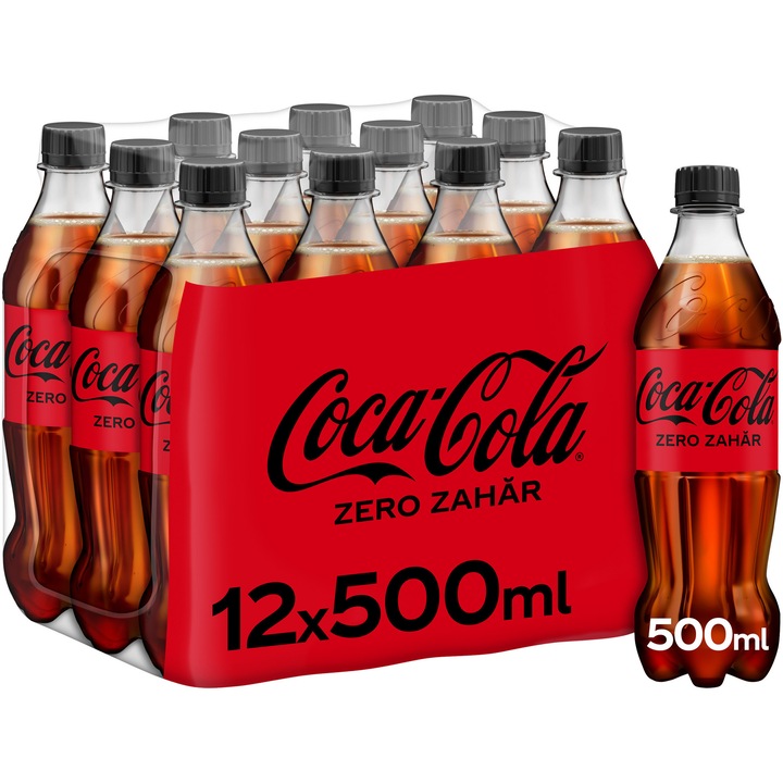 Bautura carbogazoasa Coca–Cola Zero Zahar, Pet 12 x 0.5l