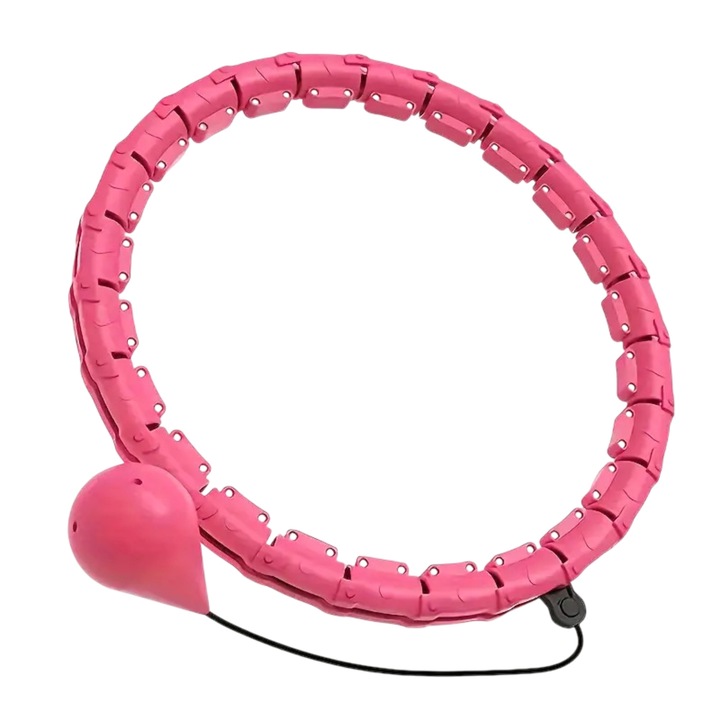 Hula hoop fitnesz karika, edzéshez, állítható, súlyozott, 360-os masszázs, Spinslim - Rózsaszín