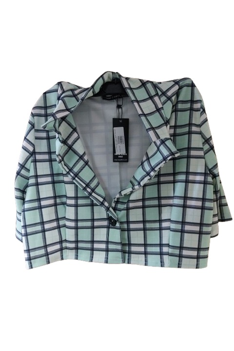 Először láttam kockás crop inget, zöld, poliészter, M-es méret