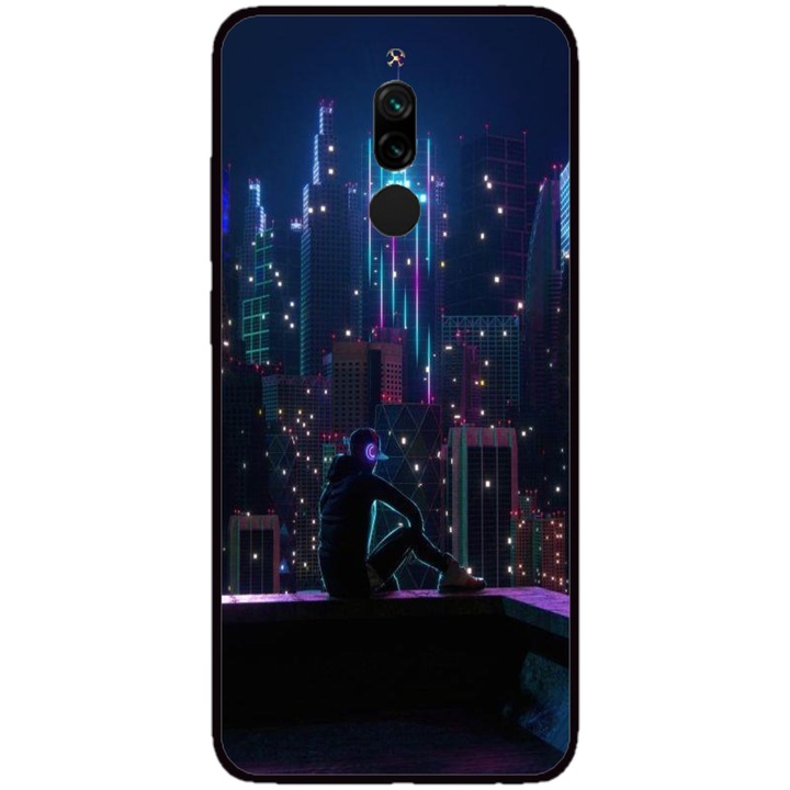 Husa personalizata HQPrint pentru Xiaomi Redmi Note 8 Pro, model Neon City, multicolor, S1D1M0260