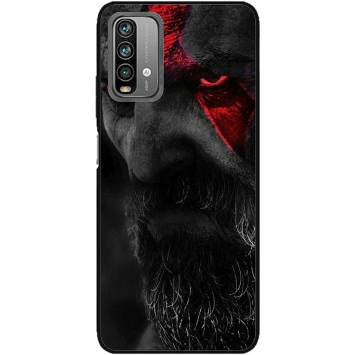 Husa personalizata HQPrint si Folie de Silicon pentru Xiaomi Redmi Note 9s, model God of War #3, multicolor, S1D1M0111