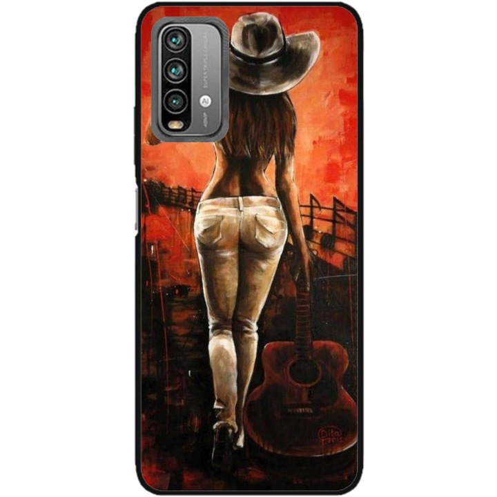 Husa personalizata HQPrint si Folie de Silicon pentru Xiaomi Redmi Note 9s, model Sexy Lady, multicolor, S1D1M0113