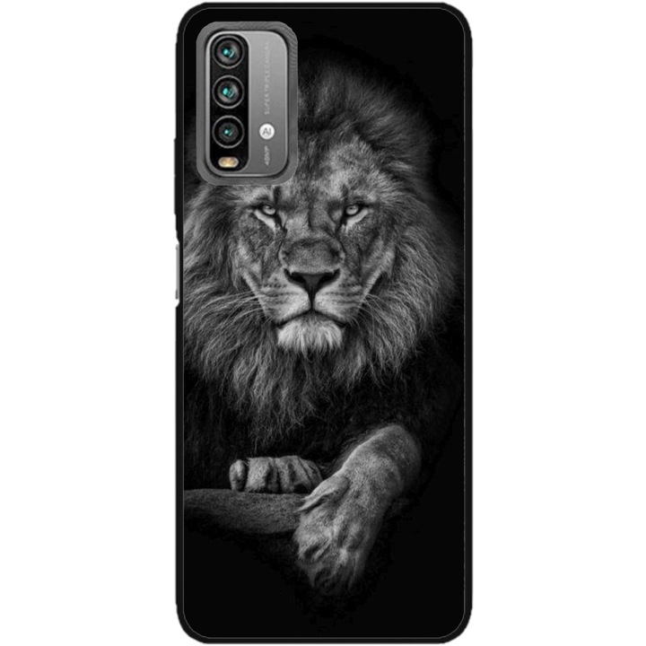 Husa personalizata HQPrint si Folie de Silicon pentru Xiaomi Redmi Note 9 Pro Max, model Lion #2, multicolor, S1D1M0117