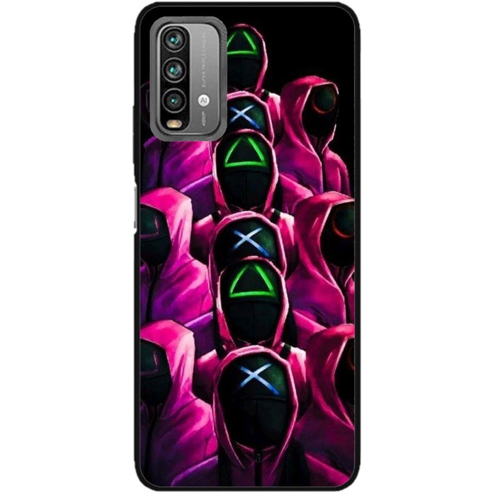 Husa personalizata HQPrint si Folie de Silicon pentru Xiaomi Redmi Note 9 Pro Max, model Squid Game #8, multicolor, S1D1M0180