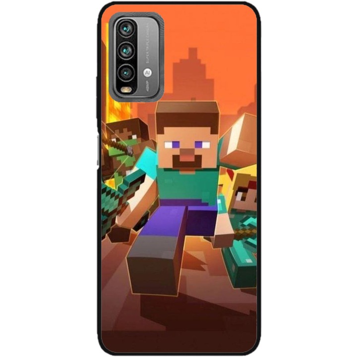 Husa personalizata HQPrint pentru Xiaomi Redmi Note 9S, model Minecraft #1, multicolor, S1D1M0125