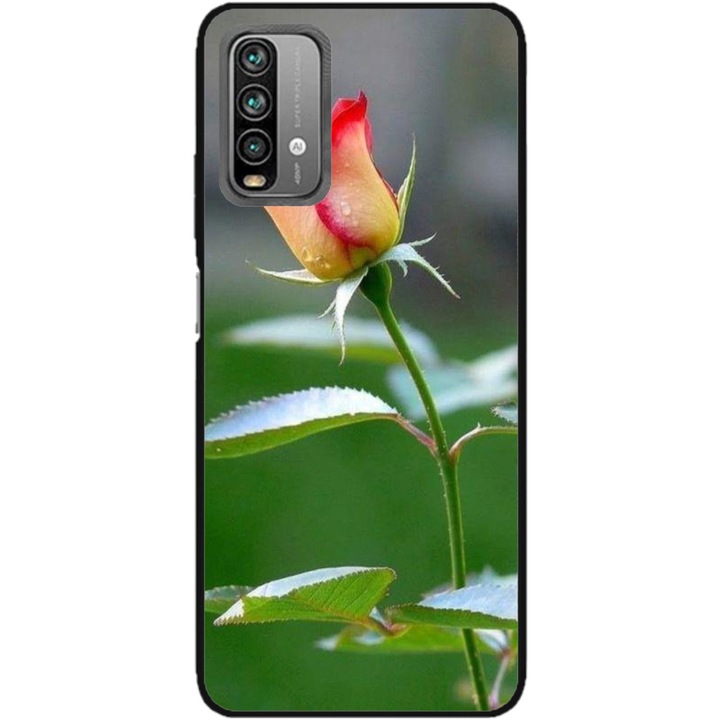 Husa personalizata HQPrint si Folie de Silicon pentru Xiaomi Redmi Note 9 Pro Max, model Flowers #13, multicolor, S1D1M0206
