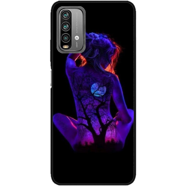 Husa personalizata HQPrint si Folie de Silicon pentru Xiaomi Redmi Note 9s, model Colorful #8, multicolor, S1D1M0329