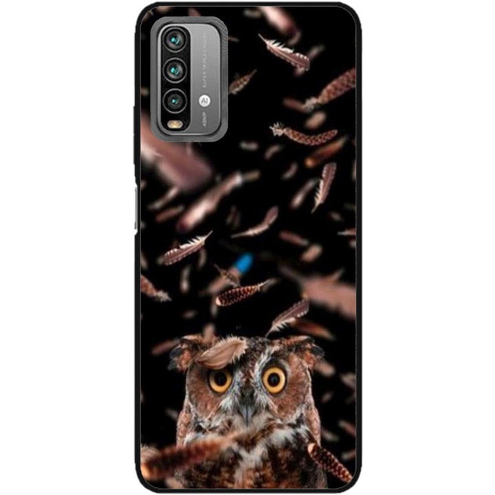 Husa personalizata HQPrint pentru Xiaomi Redmi Note 9S, model Owl, multicolor, S1D1M0334