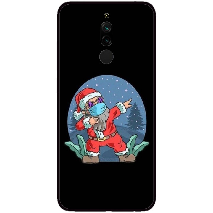 Husa personalizata HQPrint si Folie de Silicon pentru Xiaomi Redmi Note 8 Pro, model Covid Santa, multicolor, S1D1M0055