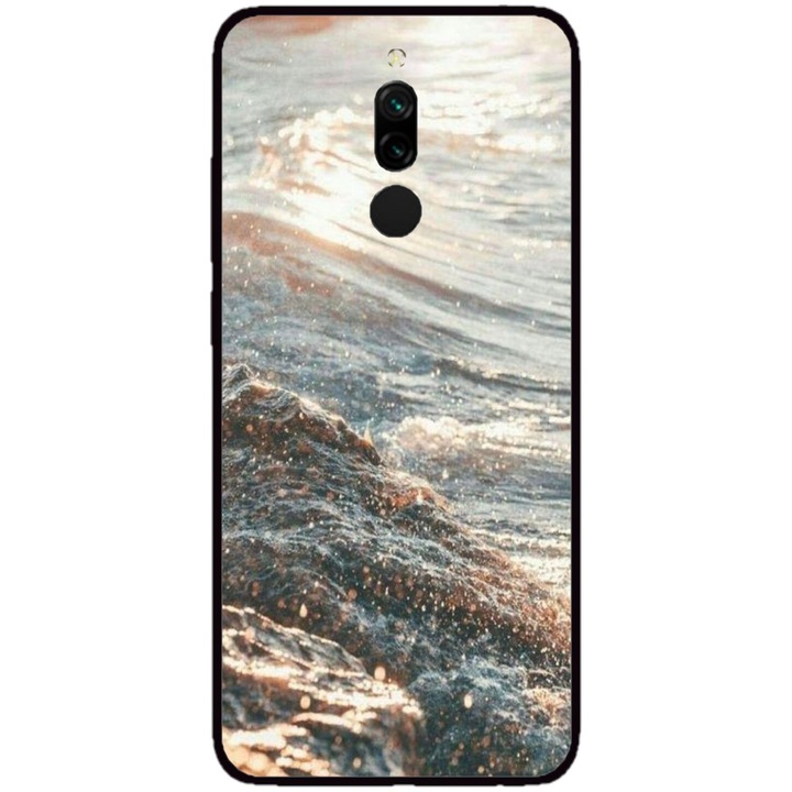 Husa personalizata HQPrint si Folie de Silicon pentru Xiaomi Redmi Note 8 Pro, model Ocean Water #1, multicolor, S1D1M0200