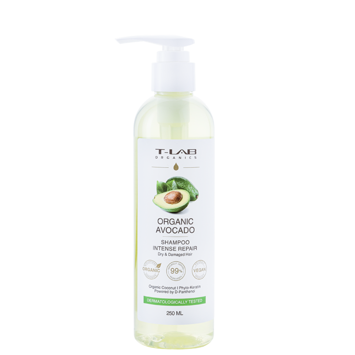 Натурален укрепващ и овлажняващ шампоан 99% за суха и увредена коса, T-LAB Organics, 250 мл